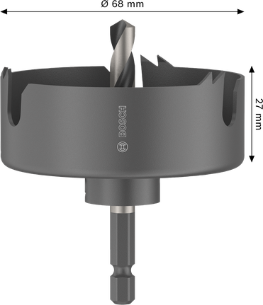 Serra copo tipo mandril para madeira e drywall Bosch 68 x 27 mm.